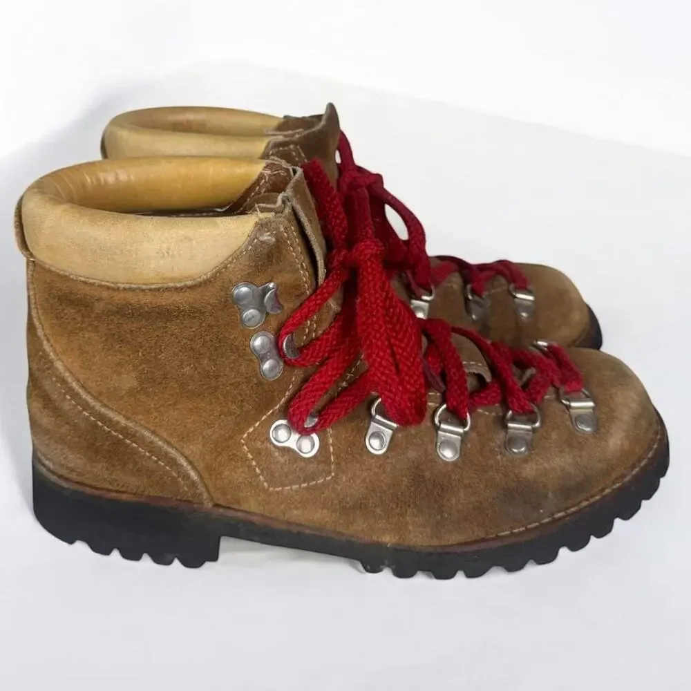 Men’s Size 8 Vintage Made In USA Brown Suede Frye Style Vibram Hiking Ankle Boot